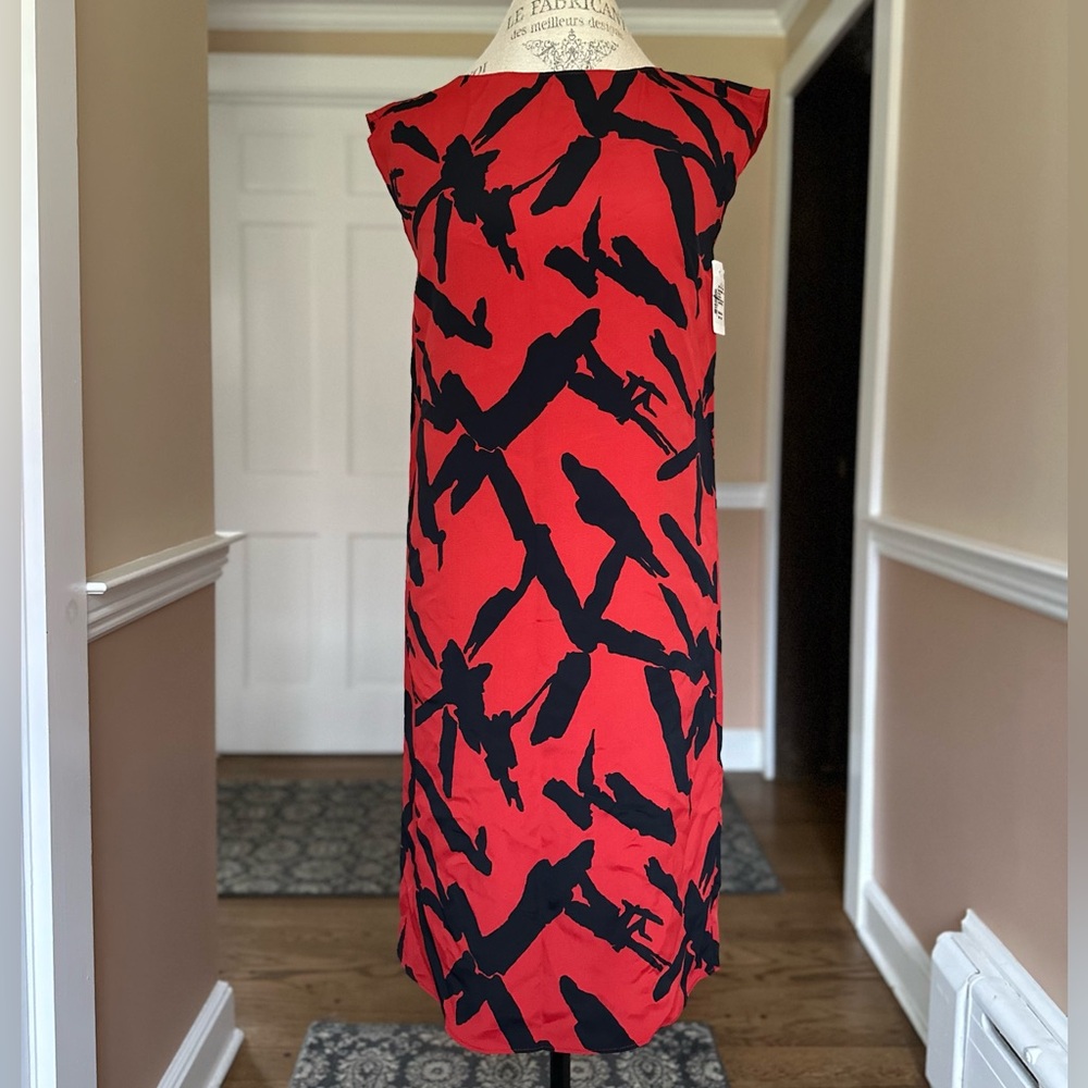 Michael Kors Red and Black Graphic Midi Dress